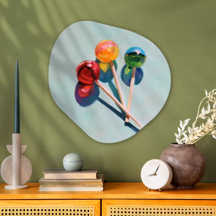 Organisch schilderij - Glas - Lollys - Schaduw - Drie - Blauw — 2