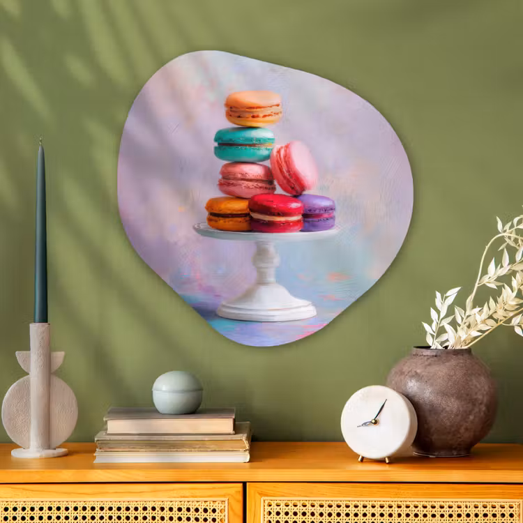 Organisch schilderij - Glas - Macarons - Schaal - Pastel - Kleurrijk — 2
