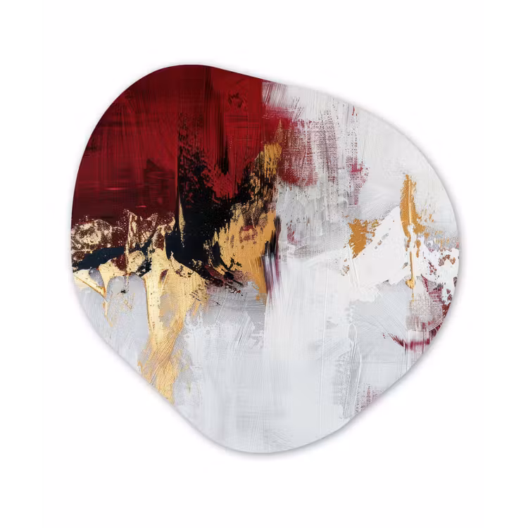 Organisch schilderij - Forex - Rood - Marmer - Abstract - Goud - Modern — 1