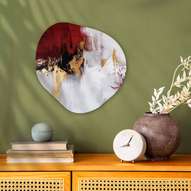 Organisch schilderij - Forex - Rood - Marmer - Abstract - Goud - Modern — 2