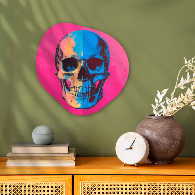 Organisch schilderij - Forex - Neon - Blauw - Pop-art - Schedel — 2