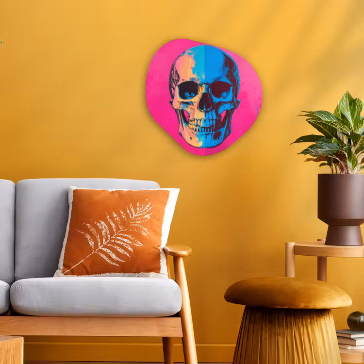 Organisch schilderij - Forex - Neon - Blauw - Pop-art - Schedel — 3