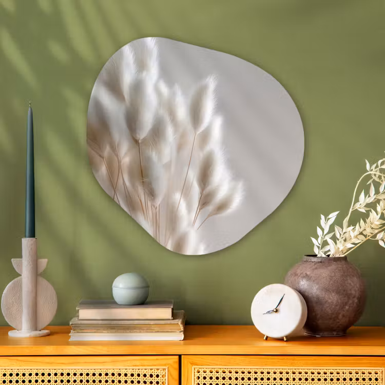 Organisch schilderij - Glas - Pluimen - Beige - Minimalistisch — 2