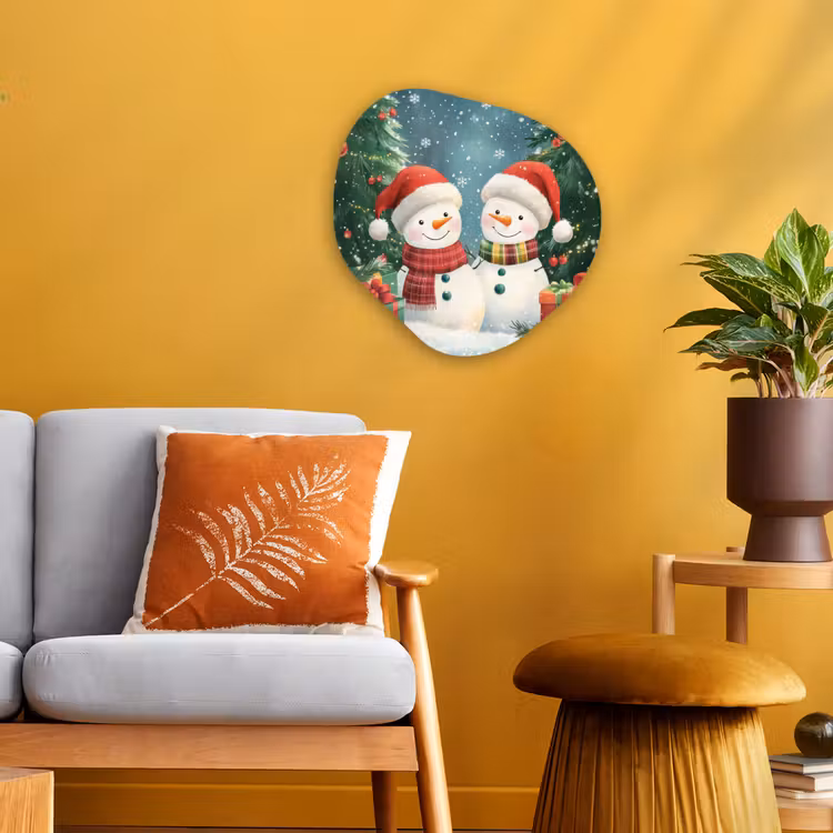 Organisch schilderij - Forex - Sneeuwpop - Kerstsneeuw - Groen - Rood — 3
