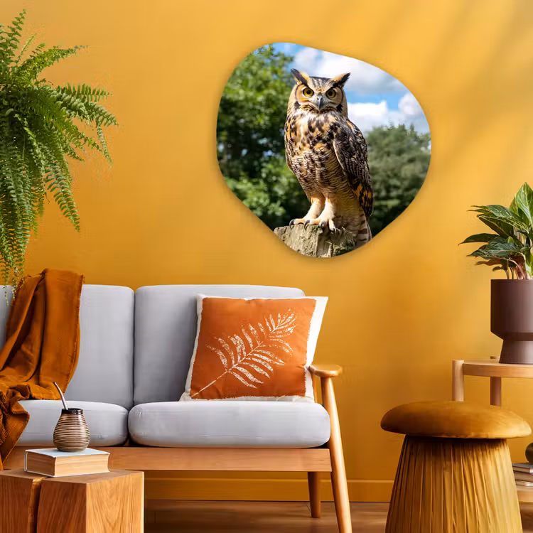 Organisch schilderij - Glas - Uil - Boomstronk - Bos - Lucht — 3