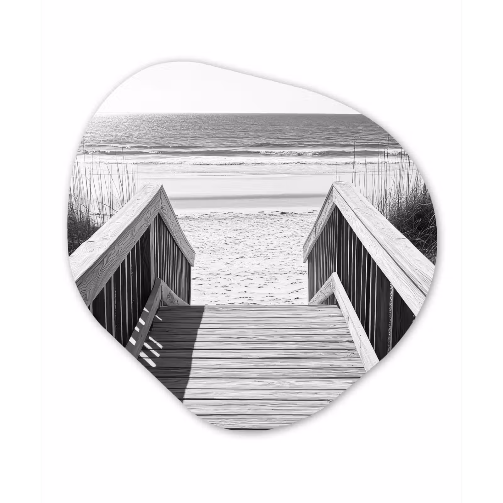 Organisch schilderij - Glas - Loopbrug - Hout - Strand - Zee — 1