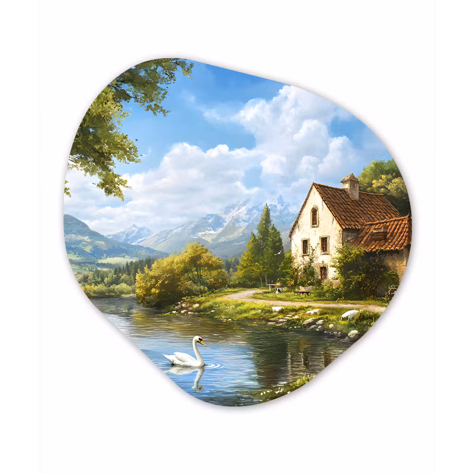 Organisch schilderij - Forex - Zwaan - Bomen - Rust — 1