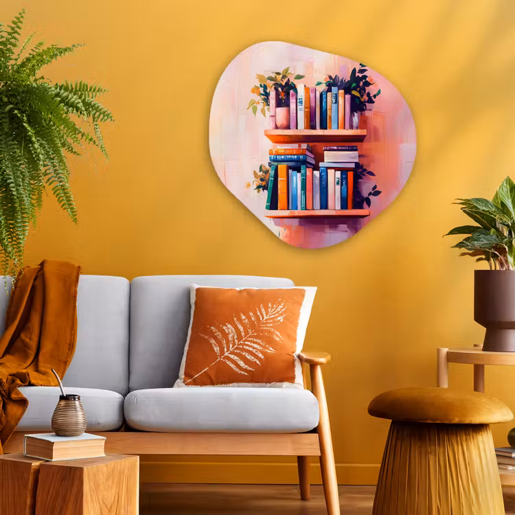 Organisch schilderij - Glas - Planken - Boeken - Bladeren — 3