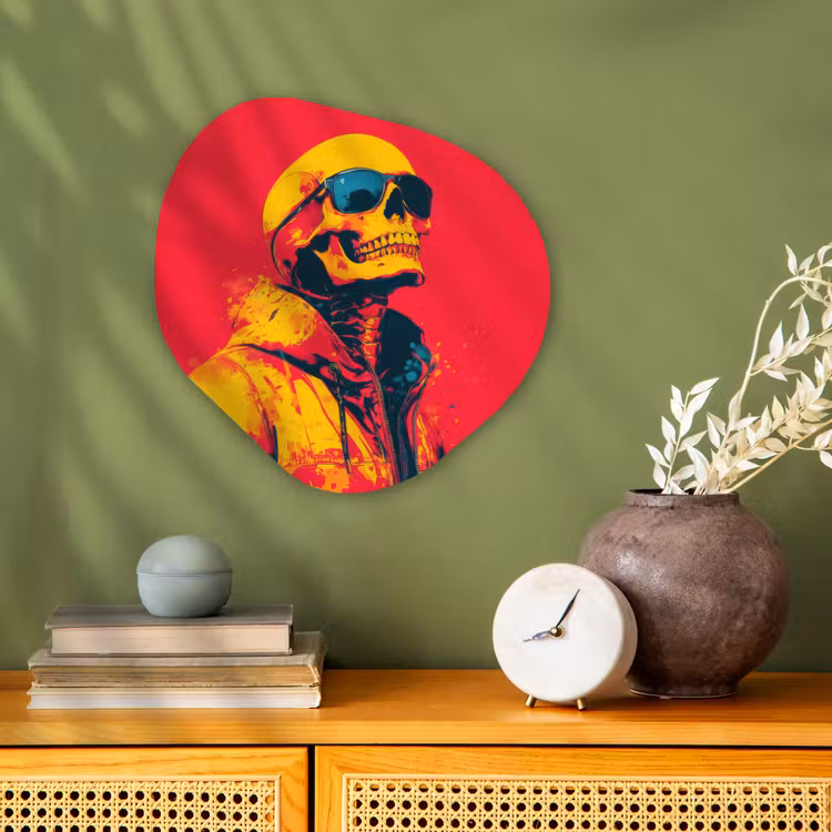 Organisch schilderij - Forex - Zonnebril - Schedel - Jas - Rood — 2