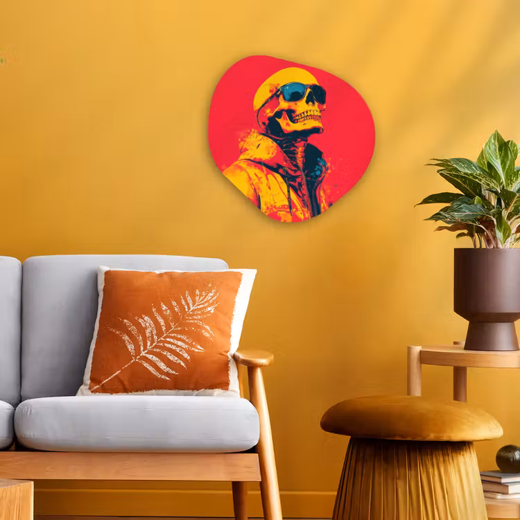 Organisch schilderij - Forex - Zonnebril - Schedel - Jas - Rood — 3
