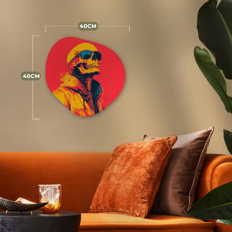 Organisch schilderij - Forex - Zonnebril - Schedel - Jas - Rood — 4