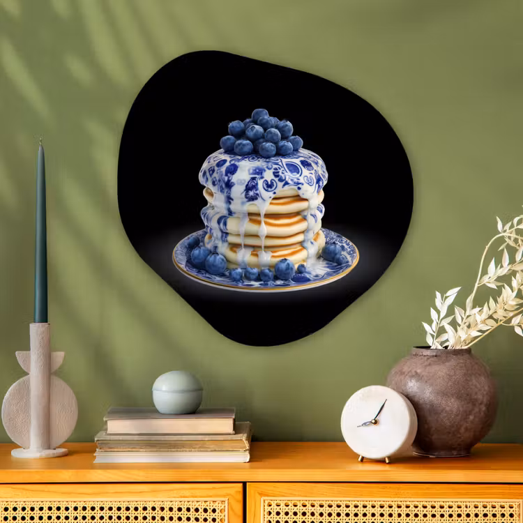 Organisch schilderij - Glas - Pannenkoeken - Blauwe Bessen - Bord — 2