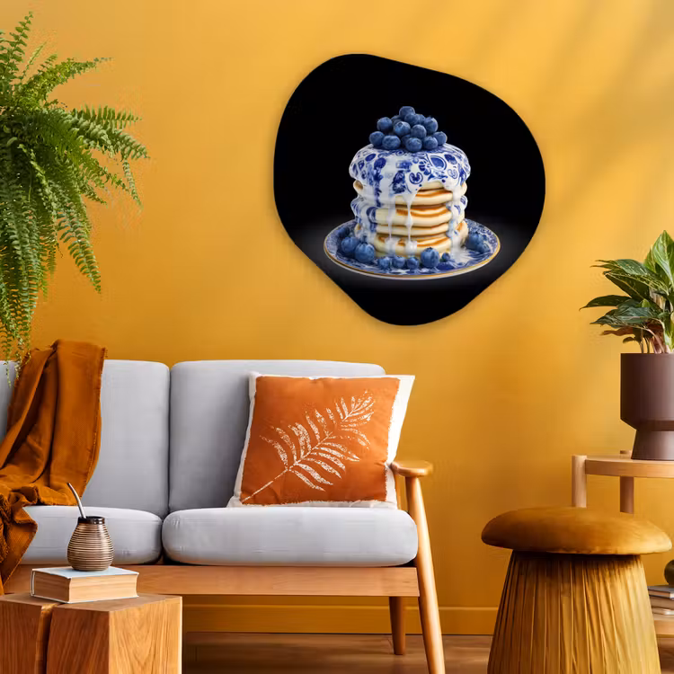 Organisch schilderij - Glas - Pannenkoeken - Blauwe Bessen - Bord — 3