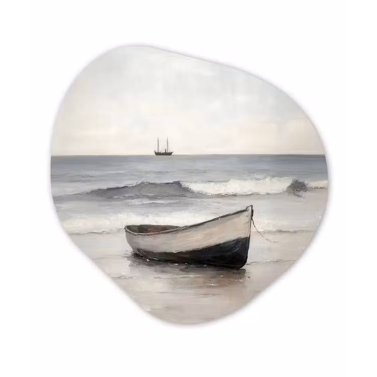 Organisch schilderij - Glas - Roeiboot - Zee - Horizon — 1