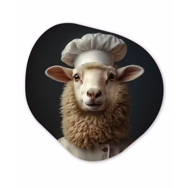 Organisch schilderij - Glas - Schaap - Wol - Kok — 1