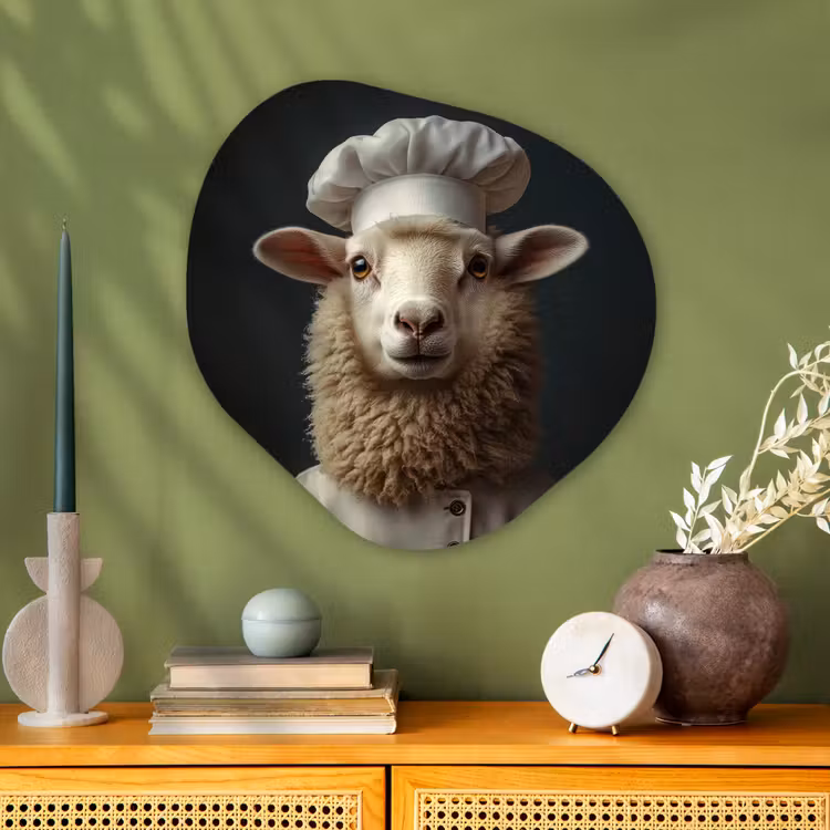 Organisch schilderij - Glas - Schaap - Wol - Kok — 2