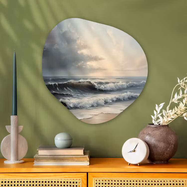 Organisch schilderij - Glas - Strand - Zee - Zonsondergang — 2