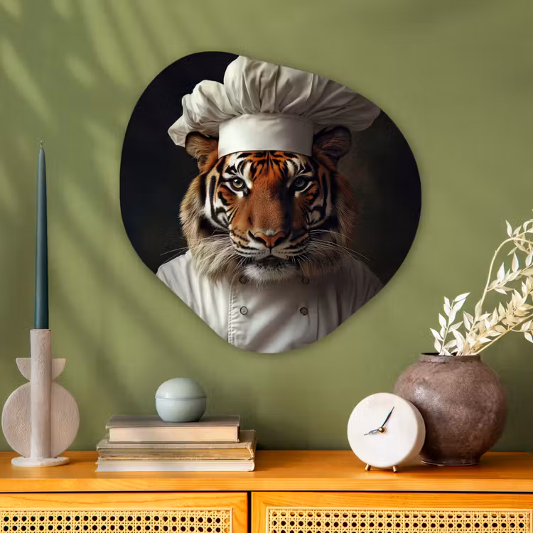 Organisch schilderij - Glas - Tijger - Kokskleding - Bruin — 2