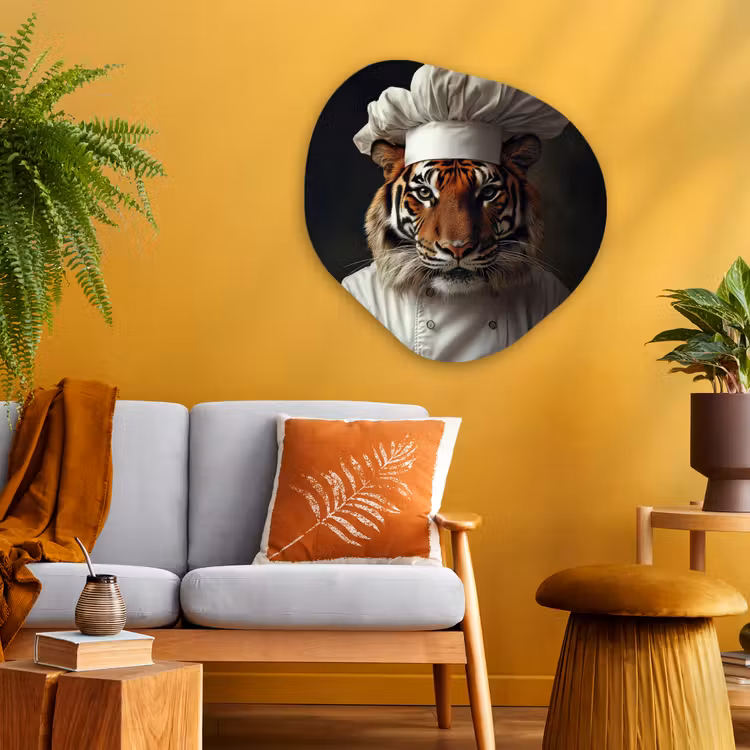 Organisch schilderij - Glas - Tijger - Kokskleding - Bruin — 3