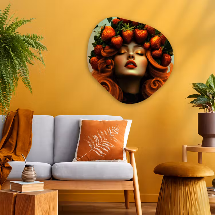 Organisch schilderij - Glas - Vrouw - Aardbeien - Kroon — 3