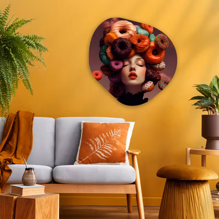 Organisch schilderij - Glas - Vrouw - Donuts - Kleurrijk — 3
