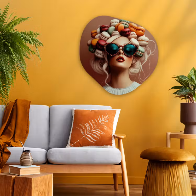 Organisch schilderij - Glas - Vrouw - Macarons - Bril — 3