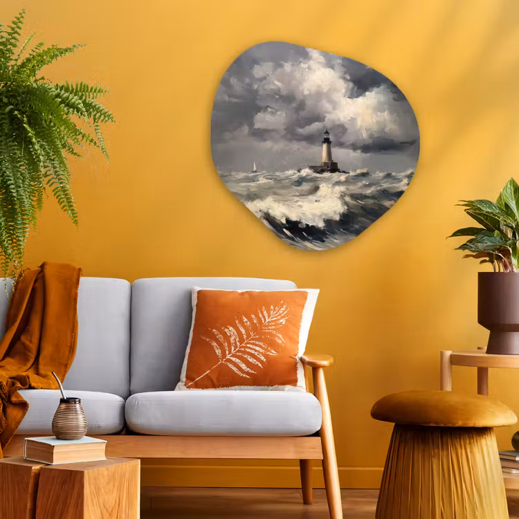 Organisch schilderij - Glas - Vuurtoren - Golven - Storm — 3