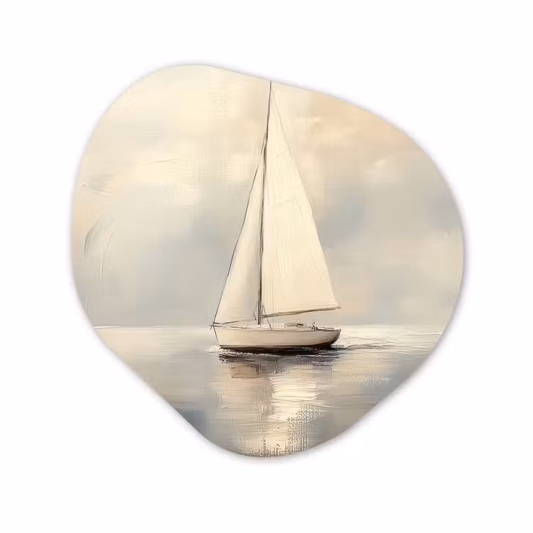 Organisch schilderij - Glas - Zeilschip - Zee - Bewolkt — 1