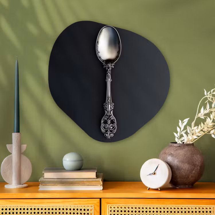 Organisch schilderij - Glas - Lepel - Zilver - Metaal — 2