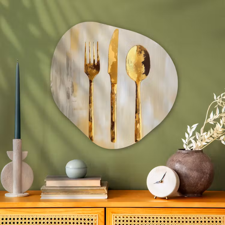 Organisch schilderij - Glas - Verf - Goud - Bestek — 2