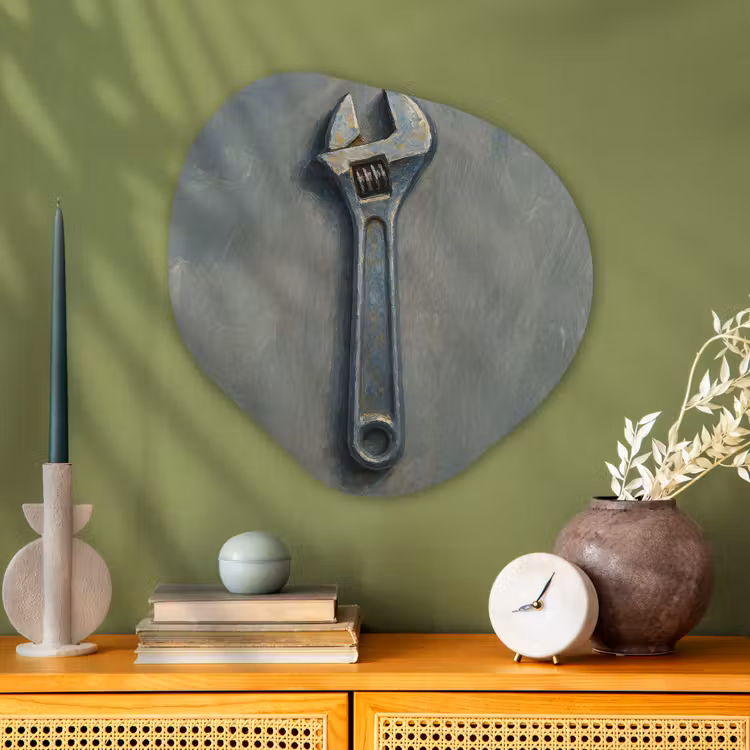 Organisch schilderij - Glas - Moersleutel - Gereedschap - Verf — 2