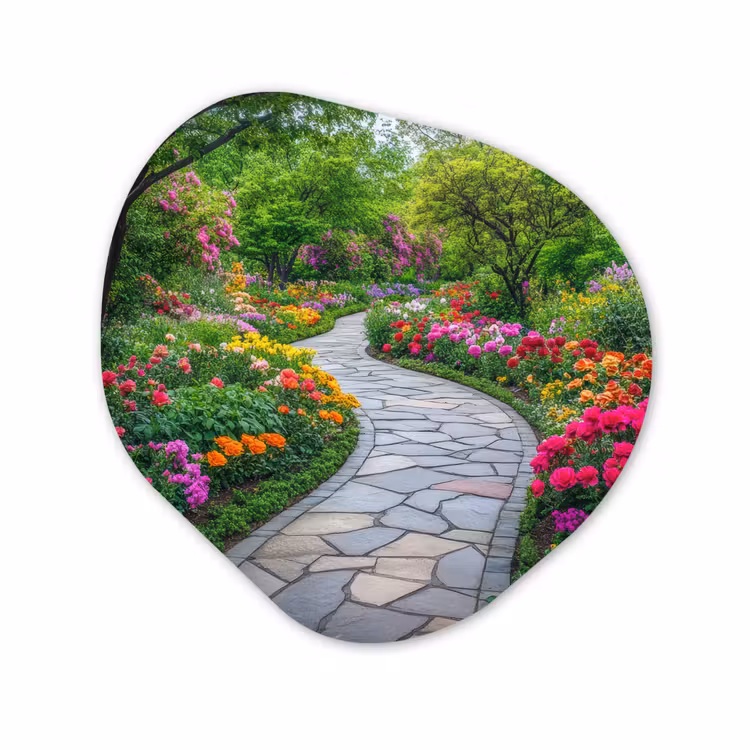 Organisch schilderij - Glas - Park - Bloemen - Tuin — 1