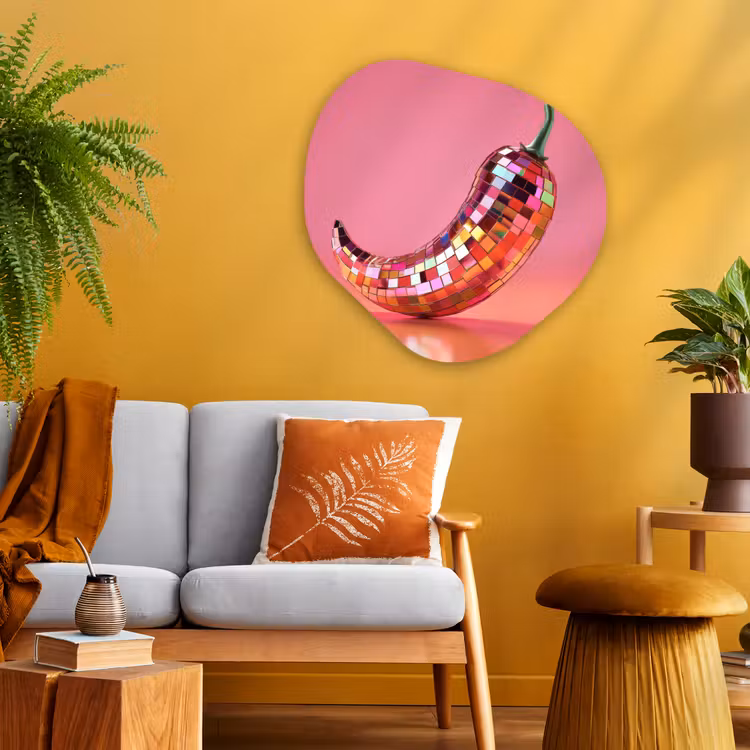 Organisch schilderij - Glas - Peper - Disco - Rood - Glitter — 3