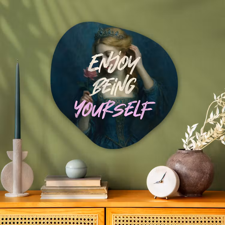 Organisch schilderij - Glas - Vrouw - Roos - Quote — 2
