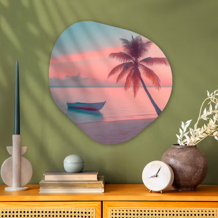 Organisch schilderij - Glas - Zee - Boot - Zonsondergang — 2