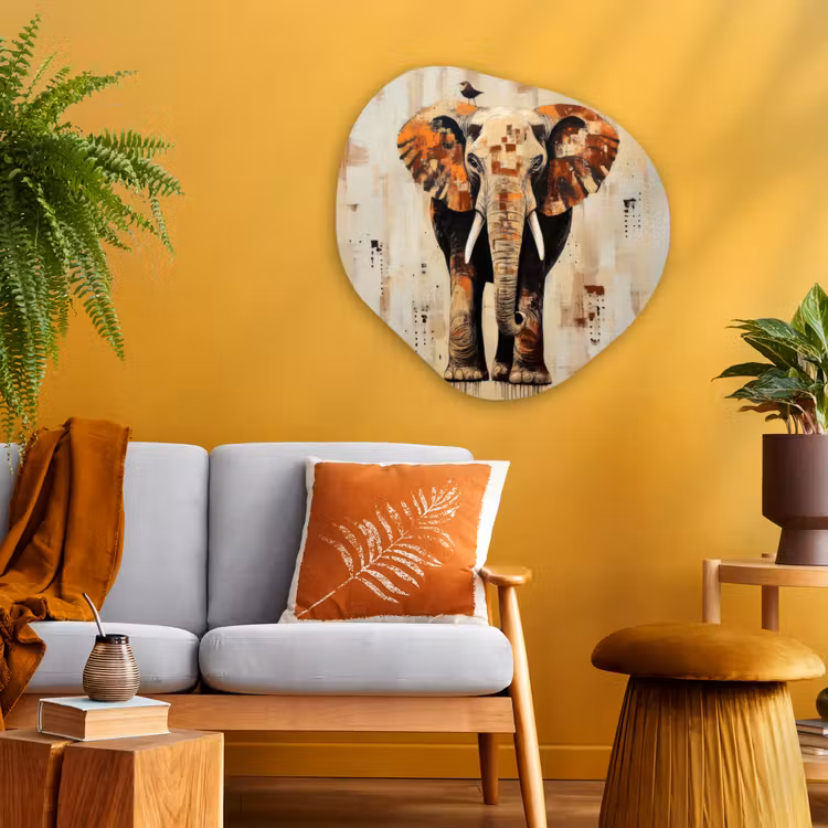 Organisch schilderij - Glas - Olifant - Slurf - Mozaïek - Abstract — 3