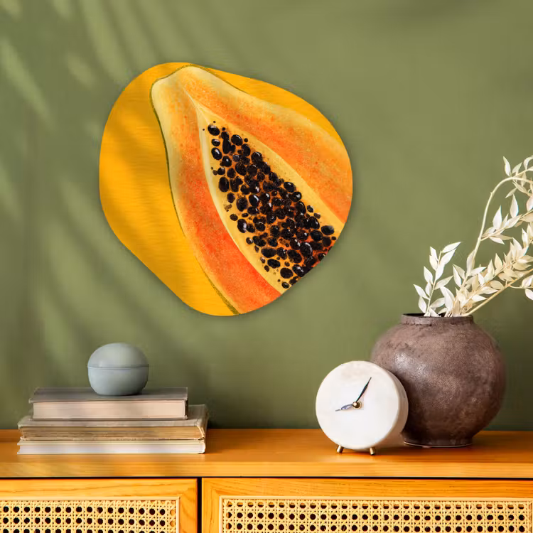 Organisch schilderij - Forex - Papaja - Oranje - Topisch — 2