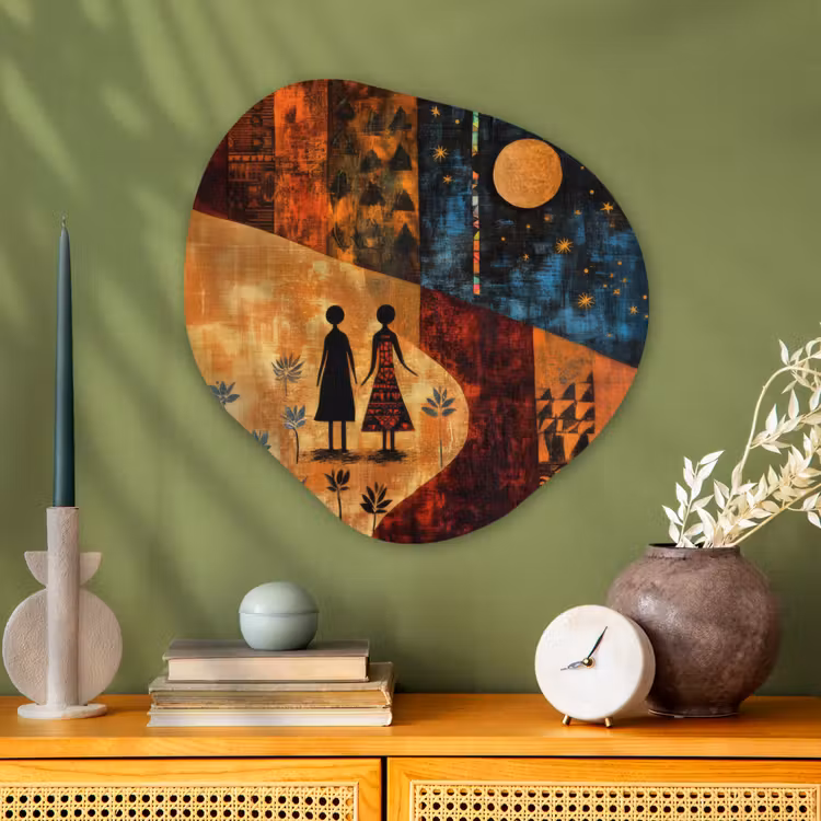 Organisch schilderij - Glas - Silhouetten - Abstract - Zon - Maan — 2