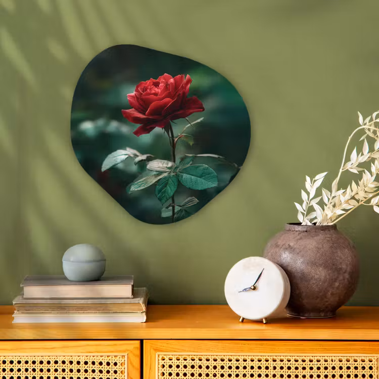 Organisch schilderij - Forex - Roos - Bladeren - Dieprood — 2