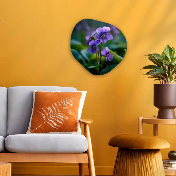 Organisch schilderij - Forex - Viooltjes - Paars - Bloem - Bladeren — 3
