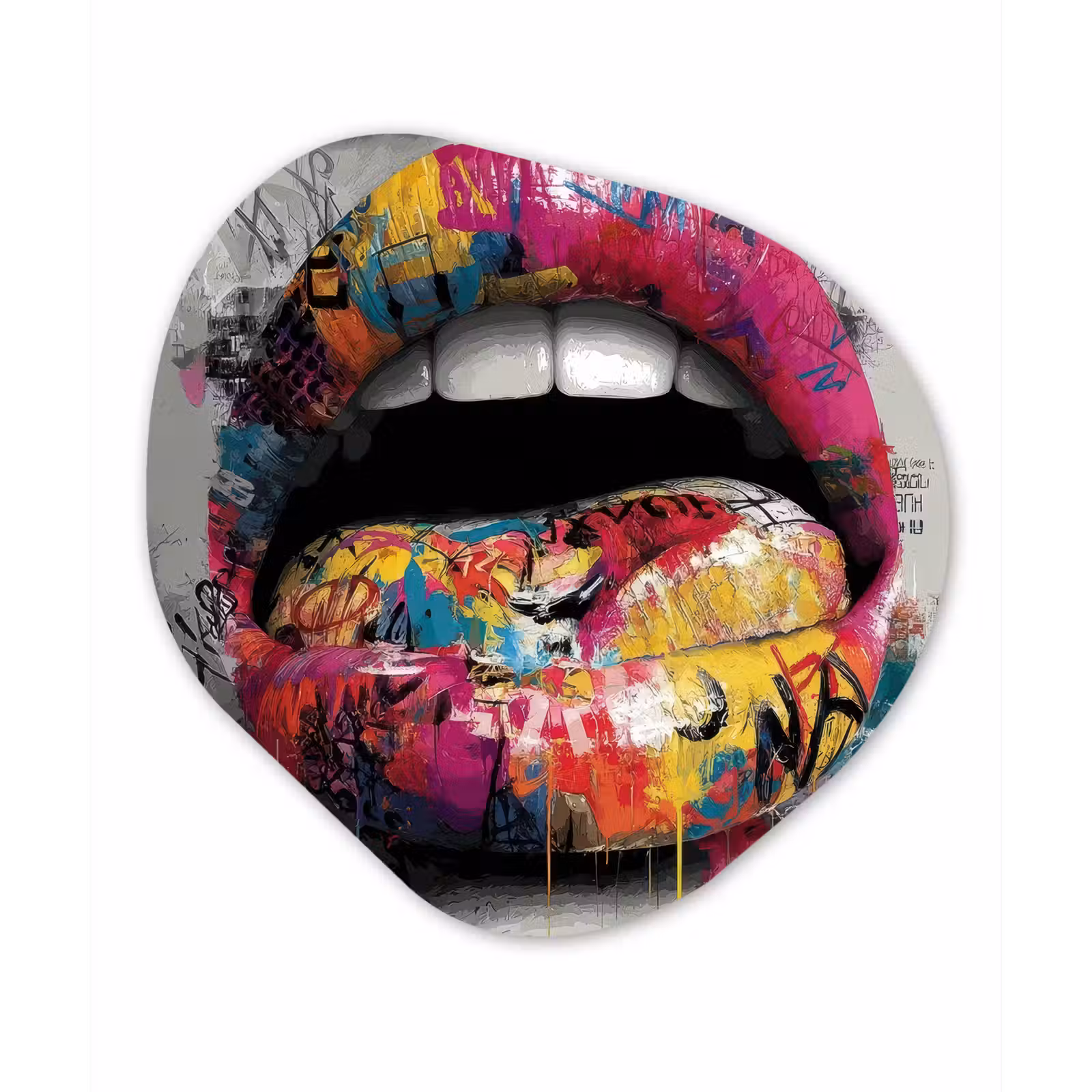 Organisch schilderij - Forex - Lippen - Graffiti - Expressief — 1