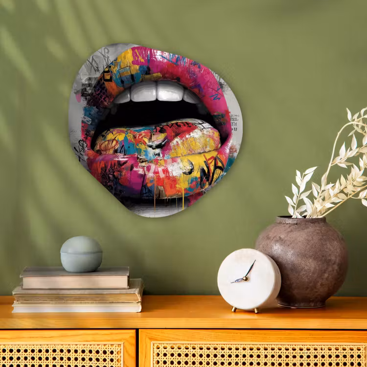Organisch schilderij - Forex - Lippen - Graffiti - Expressief — 2