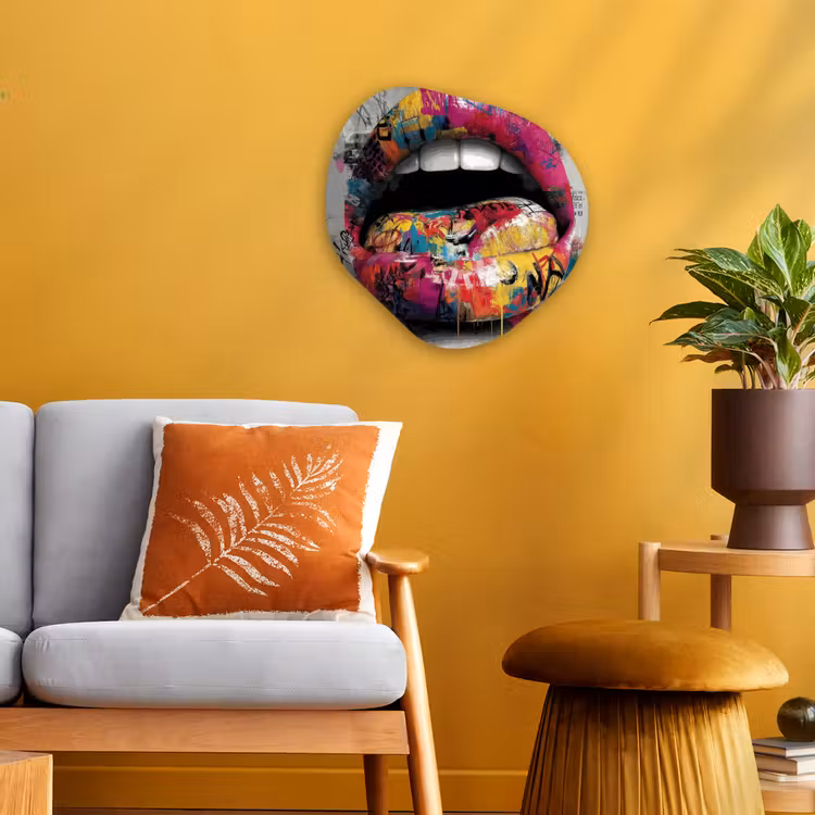 Organisch schilderij - Forex - Lippen - Graffiti - Expressief — 3