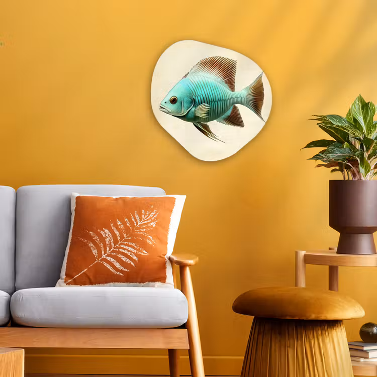 Organisch schilderij - Forex - Schubben - Vis - Mint - Minimalistisch — 3