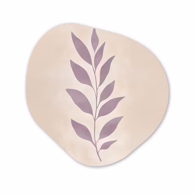 Organisch schilderij - Glas - Tak - Bladeren - Minimalistisch - Beige — 1