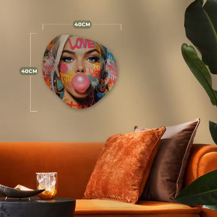 Organisch schilderij - Forex - Vrouw - Kauwgom - Graffiti - Love — 4