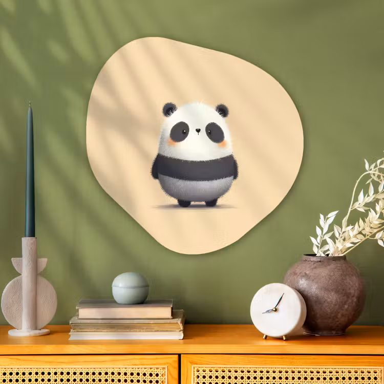 Organisch schilderij - Glas - Panda - Beige - Minimalistisch — 2