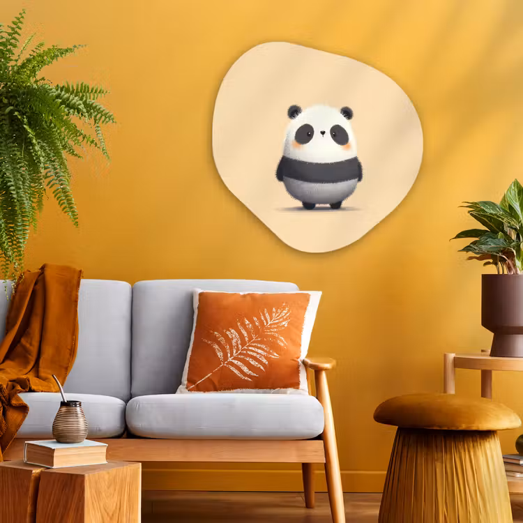 Organisch schilderij - Glas - Panda - Beige - Minimalistisch — 3