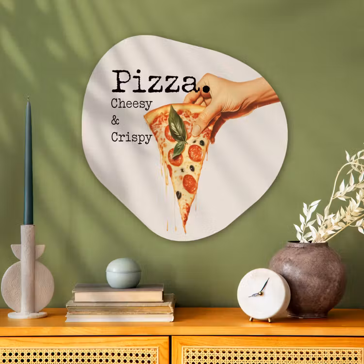 Organisch schilderij - Glas - Pizza - Kaas - Pepperoni — 2
