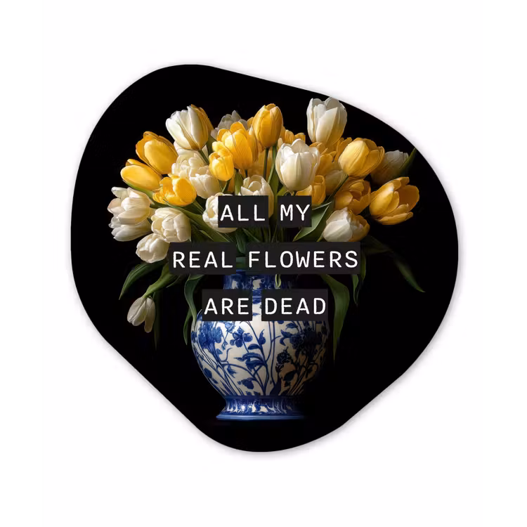 Organisch schilderij - Glas - Quotes - Bloem - Tulp - Geel — 1